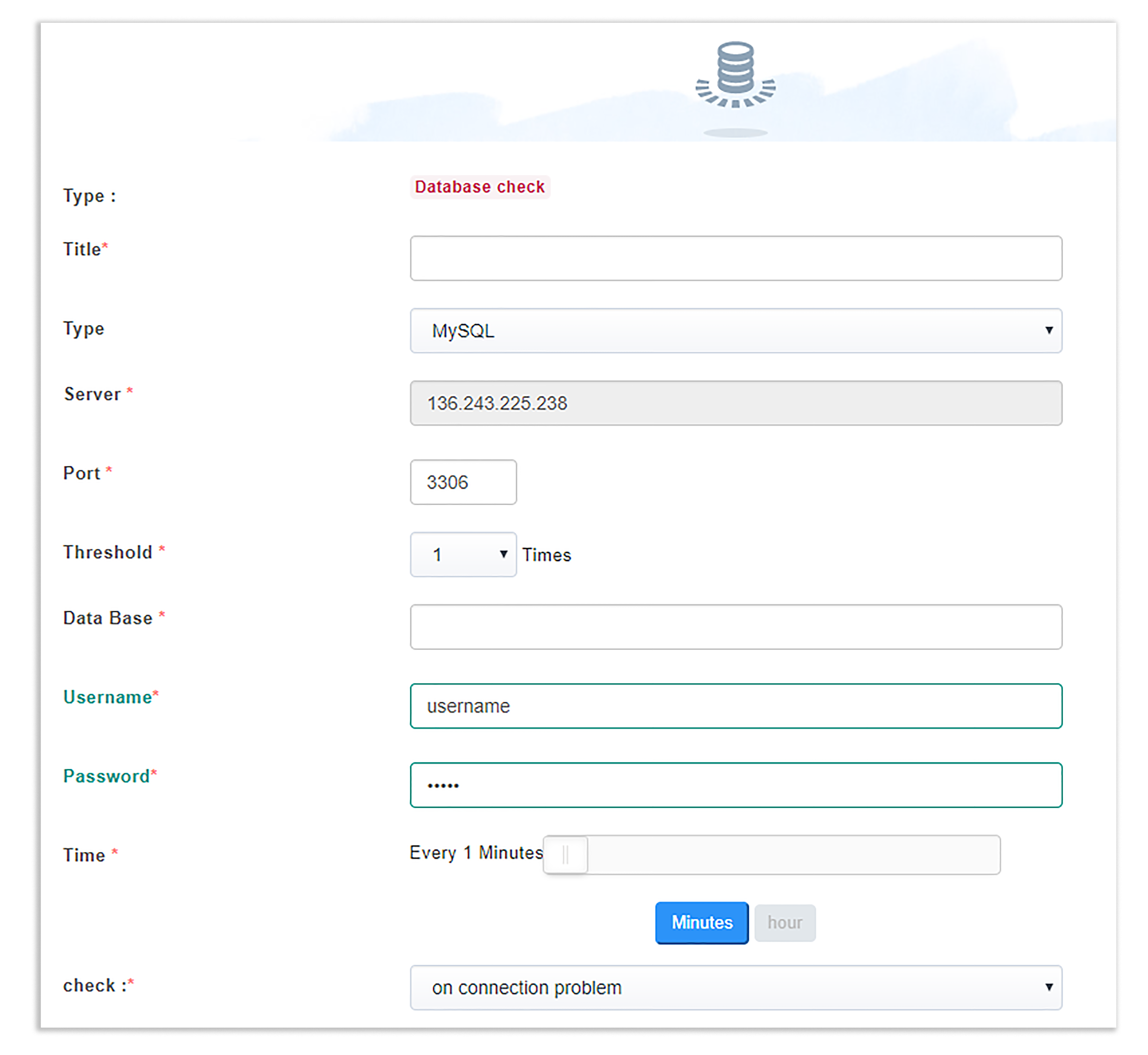 add a database checker in Mihanwebhost Monitoring Service