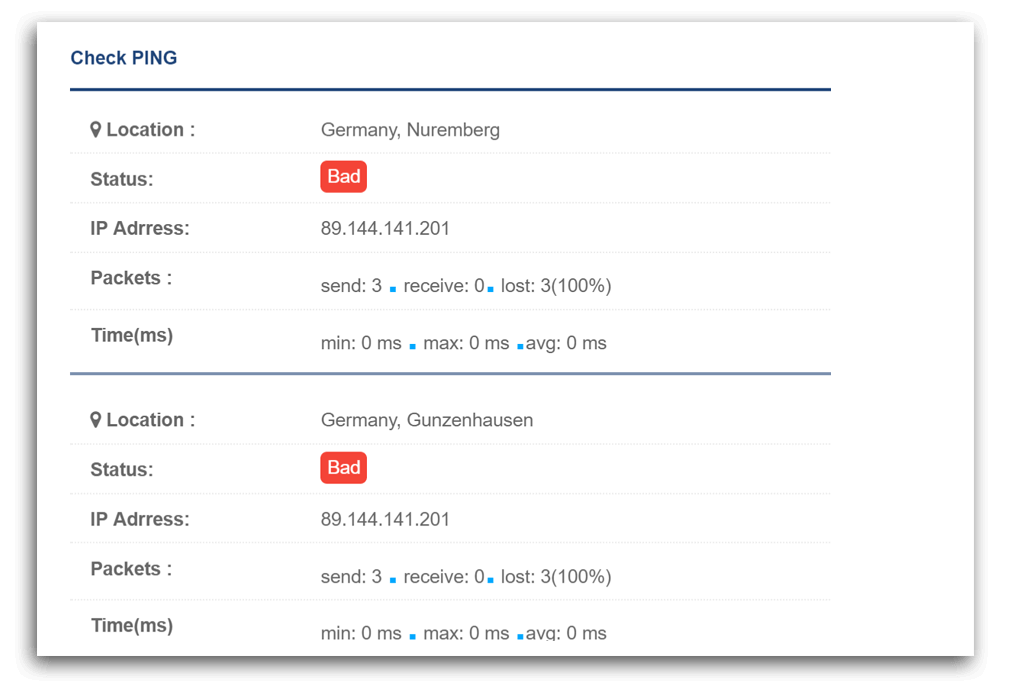 Free PING check tool for online site and server checking