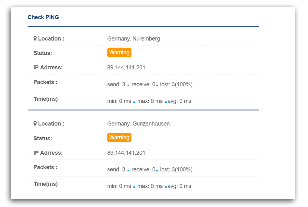 Free PING check tool for online site and server checking